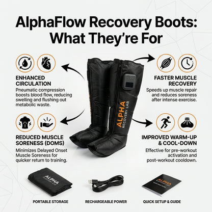 AlphaFlow Wireless Air Compression Recovery Boots – 8-Zone, No Hose