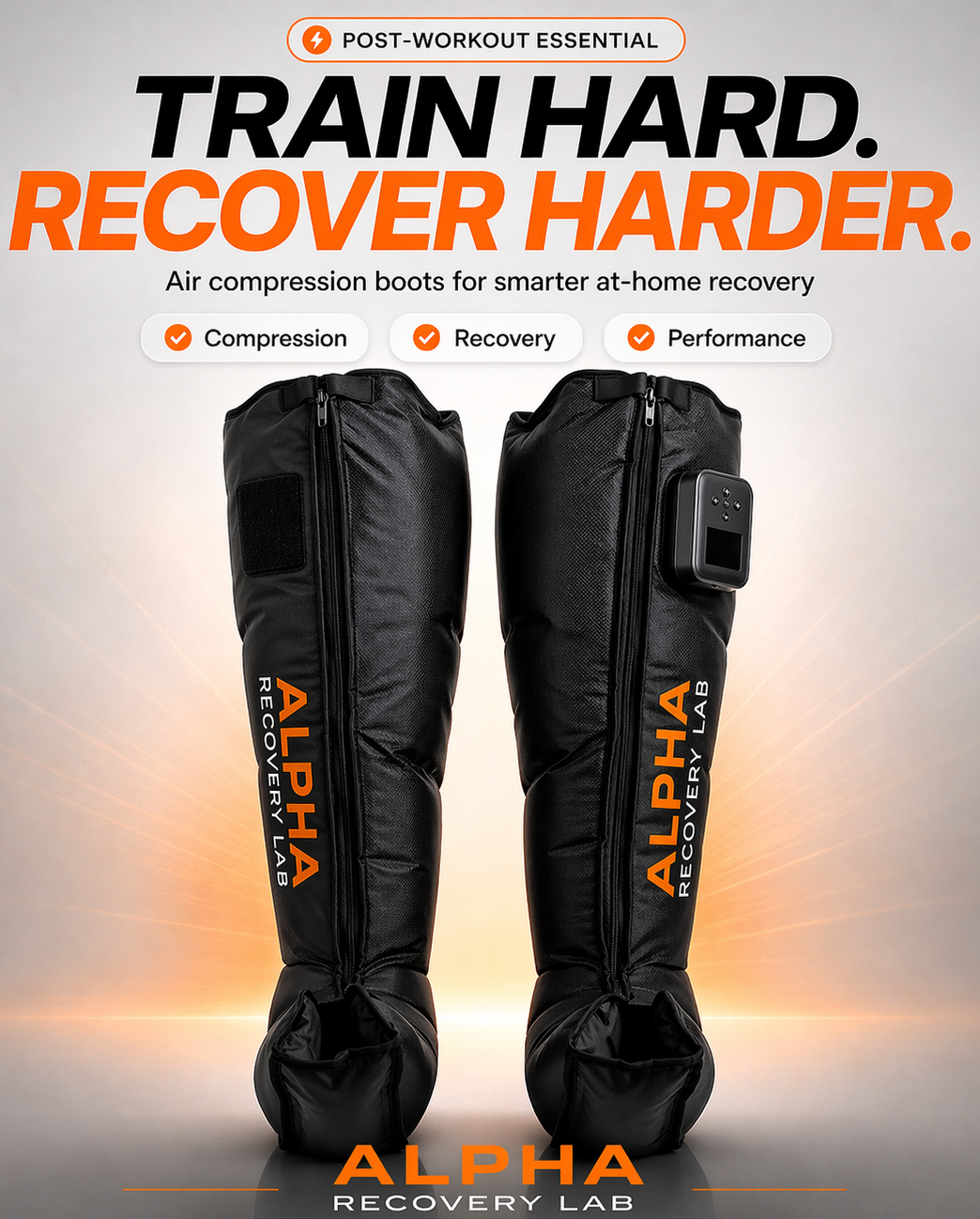 AlphaFlow Wireless Air Compression Recovery Boots – 8-Zone, No Hose
