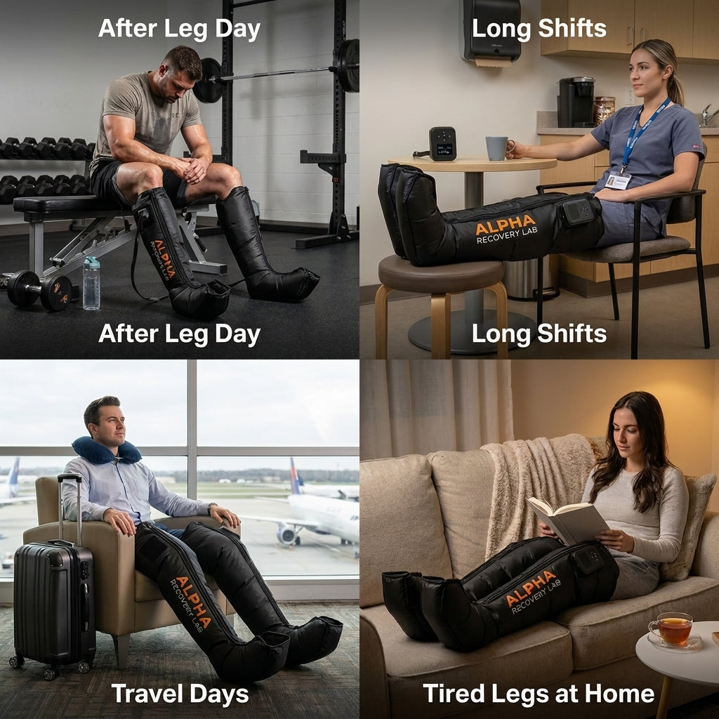 AlphaFlow Wireless Air Compression Recovery Boots – 8-Zone, No Hose